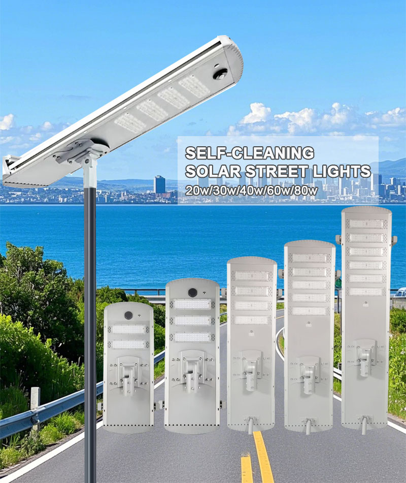 8 Meters LED Smart Solar Street Garden Light Outdoor Ip65 Self Clean Auto Cleaning