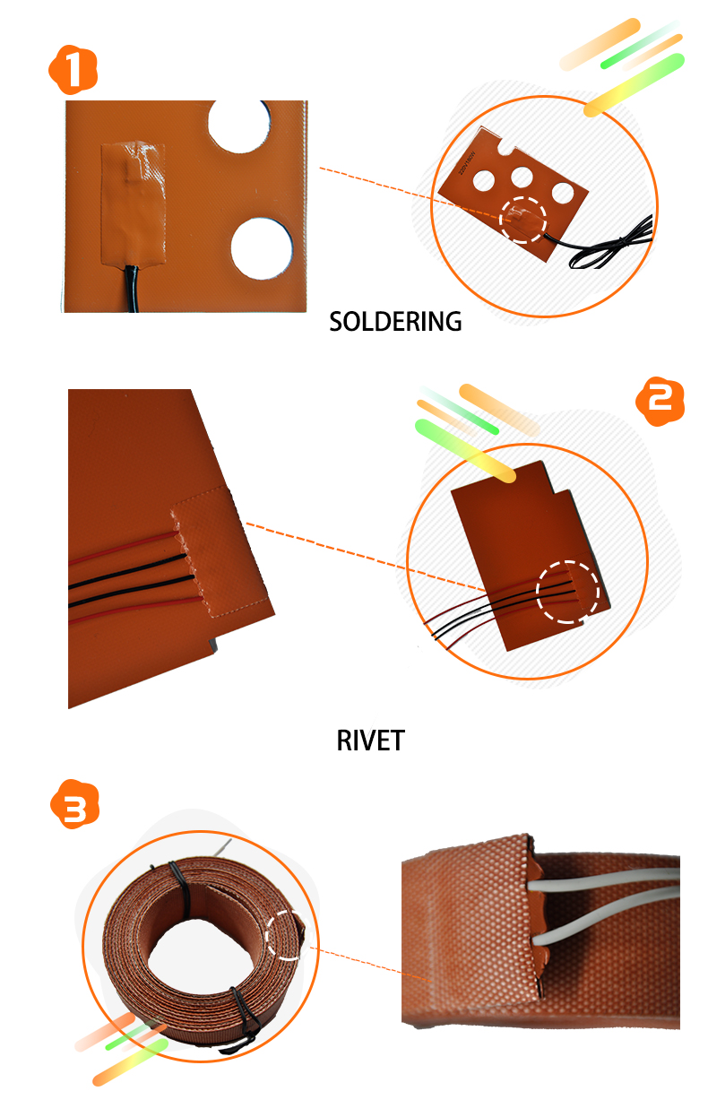 Orange Drum Silicone Rubber Heating Pad For Oil / Water Heating