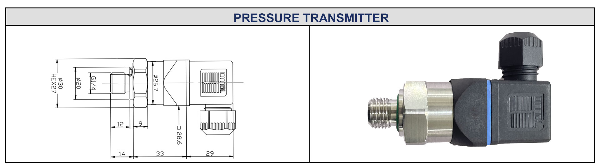4-20mA Signal Output Industrial Pressure Sensor With International Standard Connector
