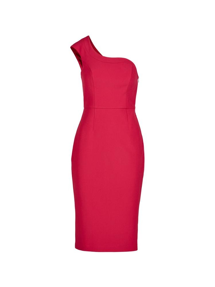 custom made plain pink one shoulder beautiful girl sexy bodycon party dress