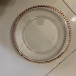 Plastic Gold Beaded Acrylic Charger Plate Wedding Table Decoration Clear