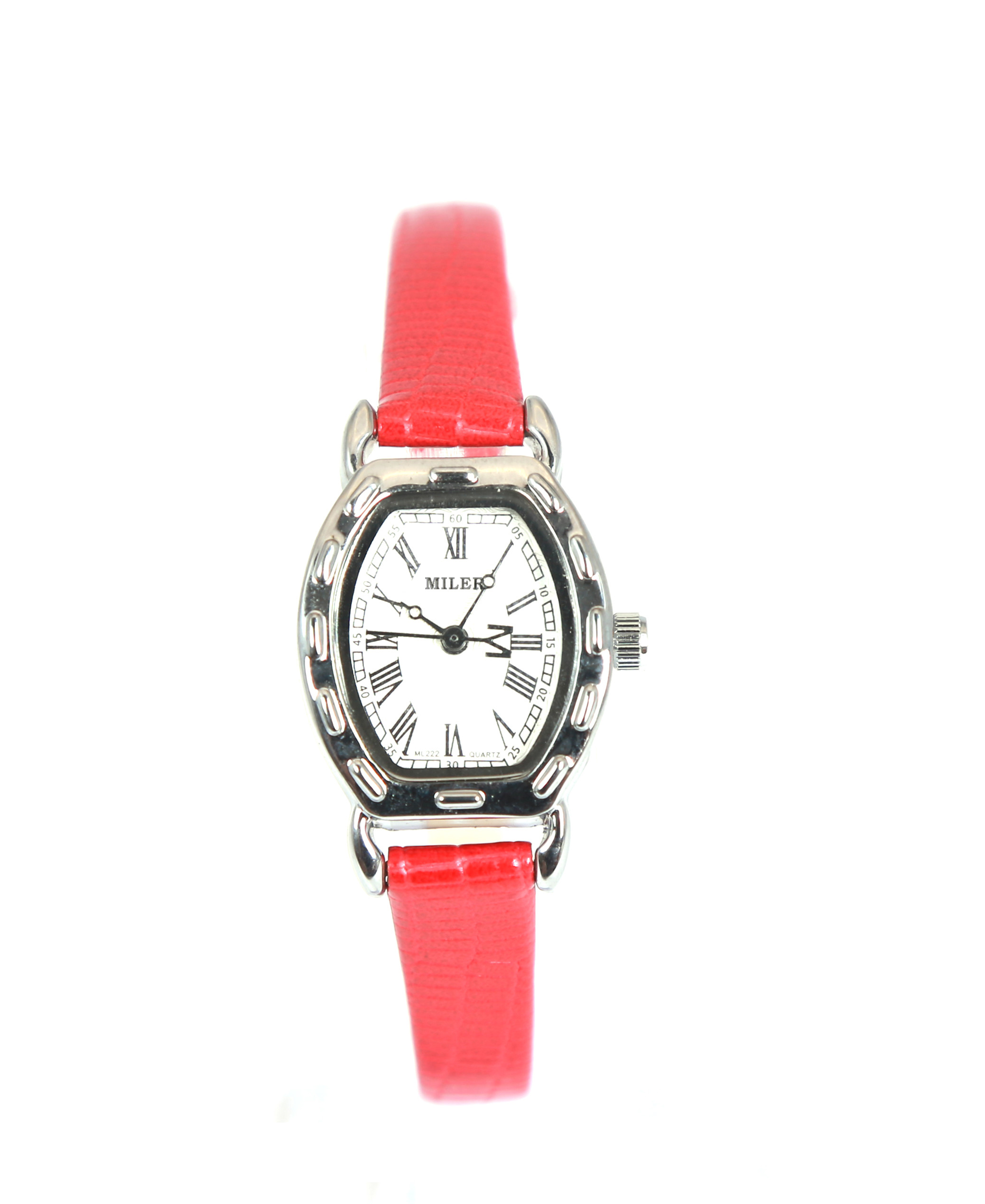 Modern comfortable Leather Band Quartz Watch Engraved Logo Case Back