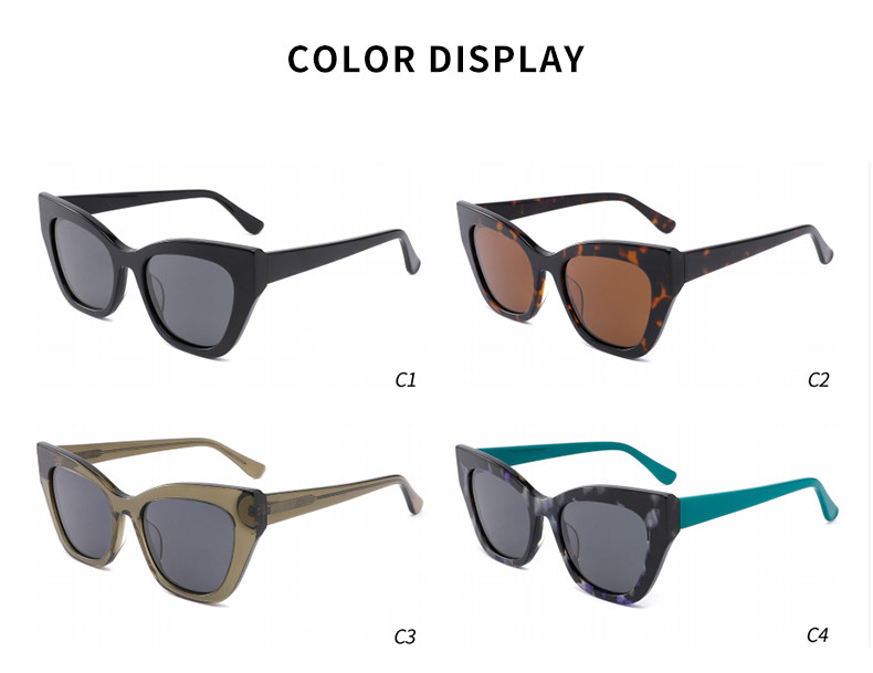 TAC Lens Cat Eye Sunglasses Women Acetate Frame Anti Dazzle Block UVA