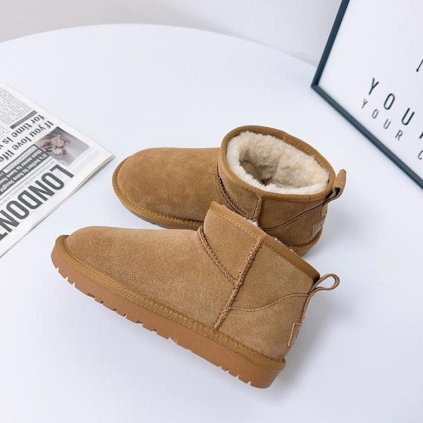 Winter Cowhide Snow Boots Plus Velvet Genuine Leather Short Boots Waterproof Non
