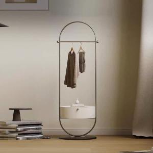 China Modern Luxury Gold / Silver Floor Coat Rack With Storage Cabinet wholesale