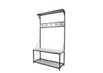 60KG 180cm Height Coat Rack With Shoe Bench With Metal Legs