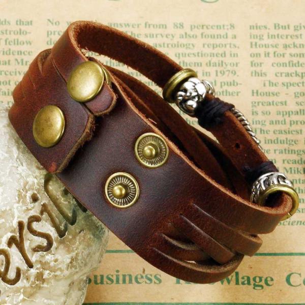 Tagor Stainless Steel Jewelry Super Fashion Silicone Leather Bracelet Bangle