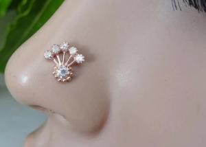 China 18K Rose Gold Nose Ring With Diamond 0.05ct for Daily Wear OEM ODM wholesale