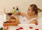 Bathroom Organizer Bamboo Expandable Bathtub Caddy Tray