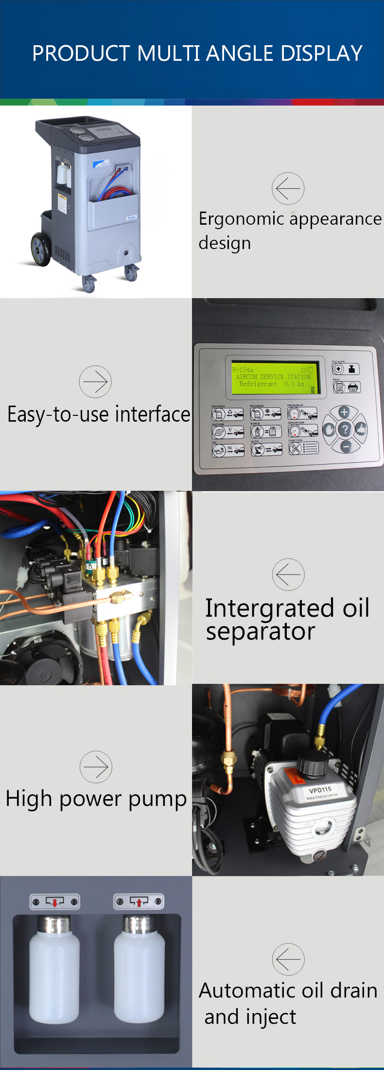 OEM Refrigerant Automotive AC Recovery Machine 18bar