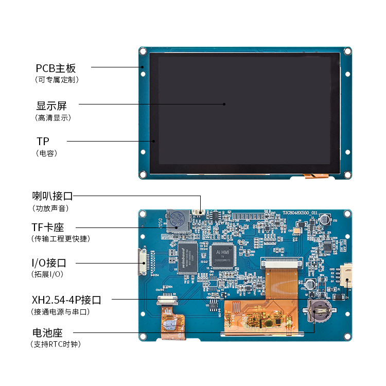 HMI Lcd Display Module Capacitive Touch 7 Inch Touch Tft Lcd 800x480 No Code Font Image