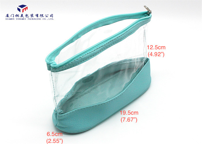 Bath Set Leather Cosmetic Bag Super Clear PVC Body Top Zipper 19.5X6.5X12.5cm