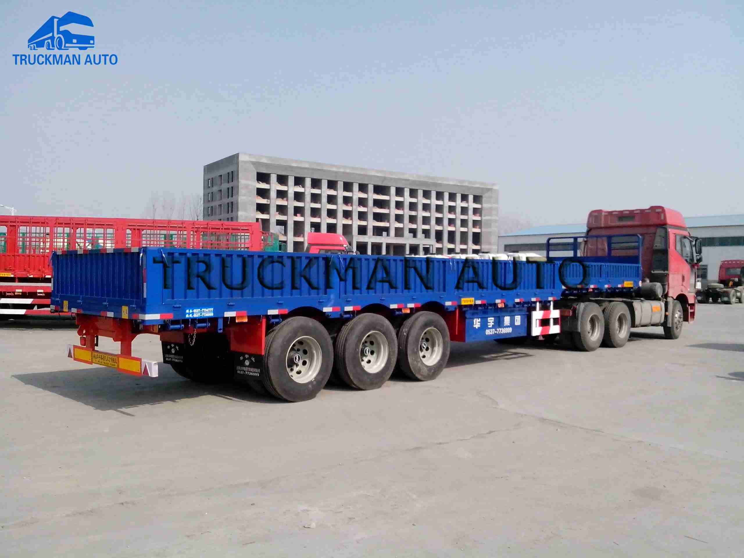 Side Wall 12.5m Cargo Semi Trailer Q345 Steel With Jost Brand Support Leg