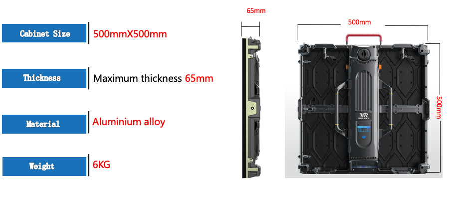 P4.81 RGB SMD LED Panel Rental WIth 500x500mm Aluminum Cabinet