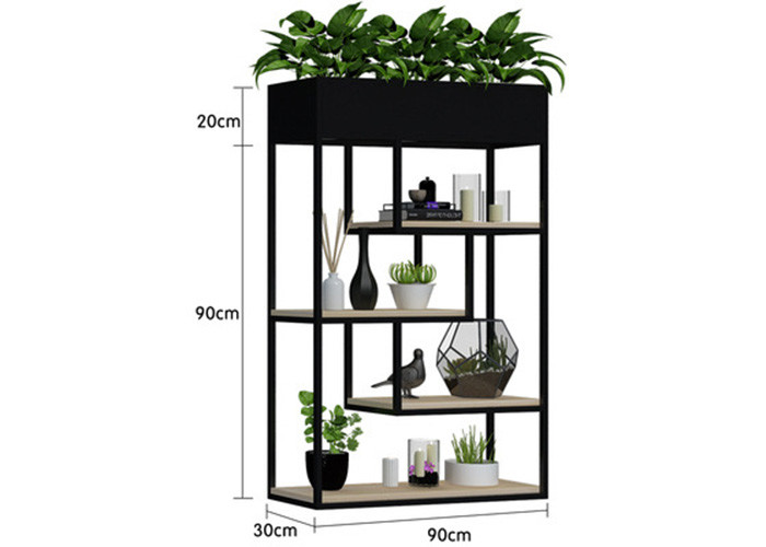 Delicate Balcony Flower Pot Shelf , Plants Metal Garden Shelves Multi Functional Fence