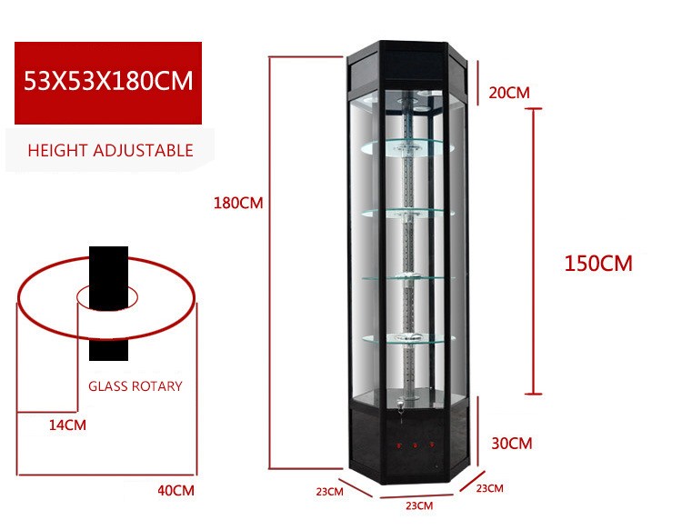 Generous Rotary Acrylic Display Showcase Mobile Lighting 53 * 53 * 100 Size Custom Color