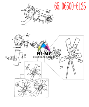 65.06500-6125 65.065006125 Excavator Engine Spare Parts Water Pump For DH280-3 DH400-3