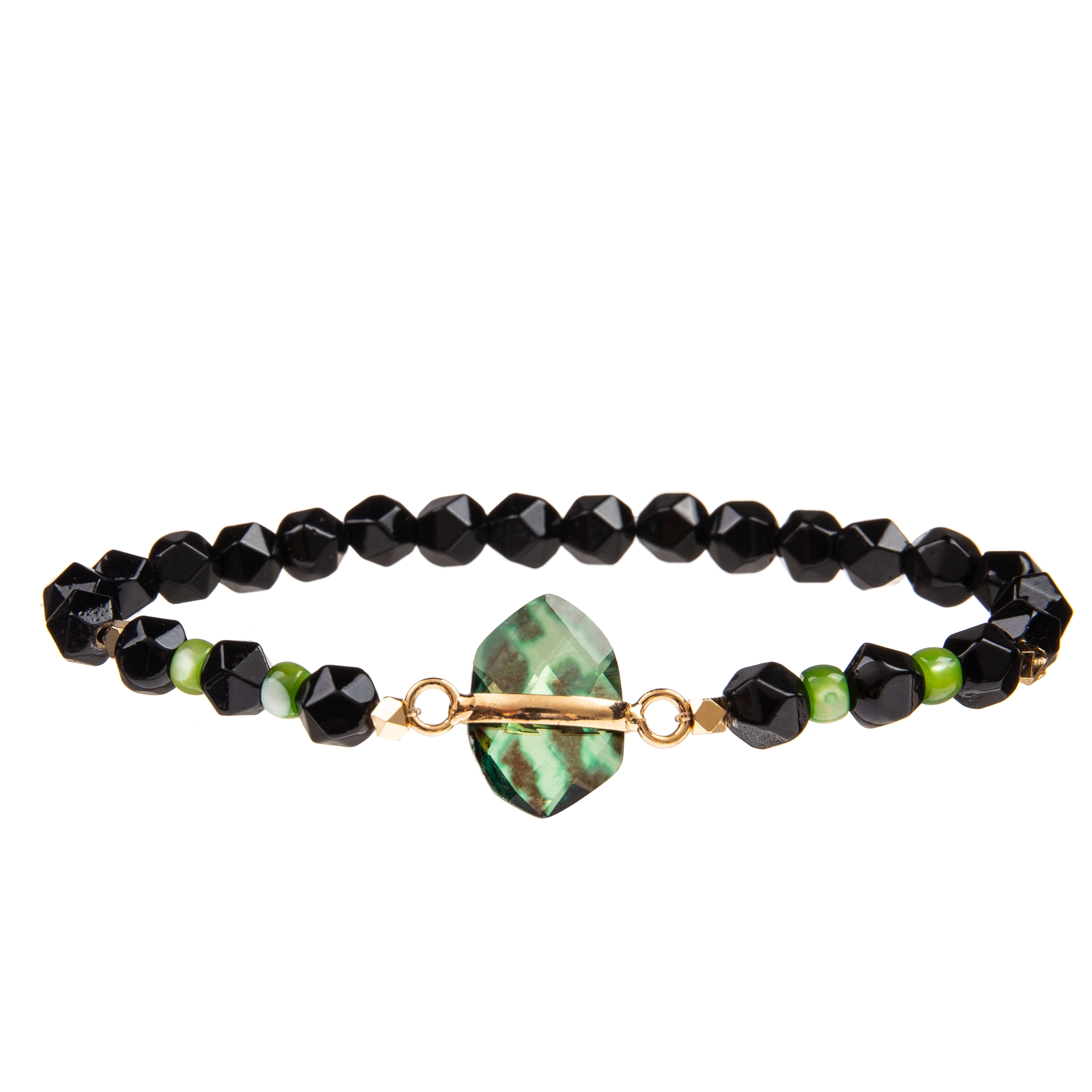 Handmade Gallstone Faceted Beads Bracelets With Gold Plated Irregular Crystal