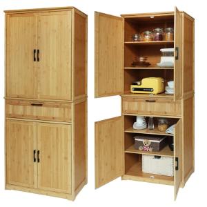 China CE Certified Sustainable Bamboo Kitchen Cabinets Pantry With Drawer wholesale