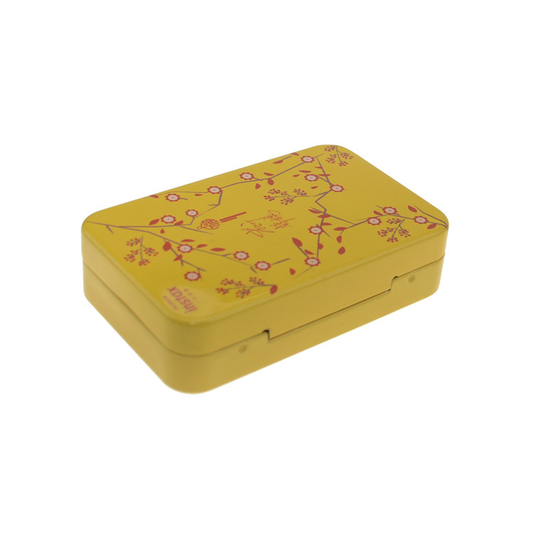 Child Resistant Mini Tin Cans Small Metal Box with Lid Yellow Printed Candy Mint Tin Boxes