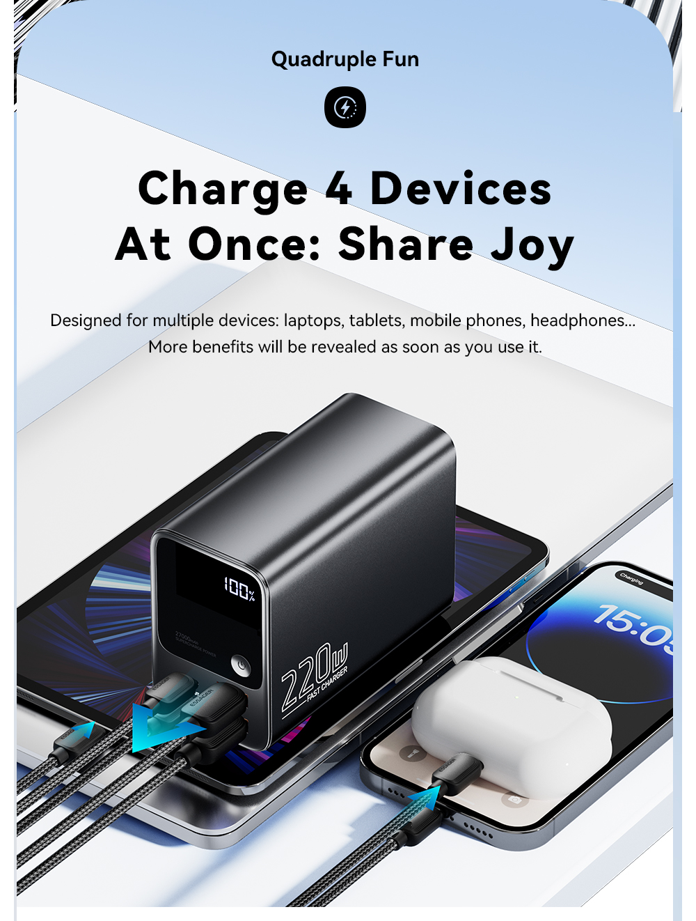 ESSAGER F3002 Series Large Capacity Power Bank 27000mah For Phone