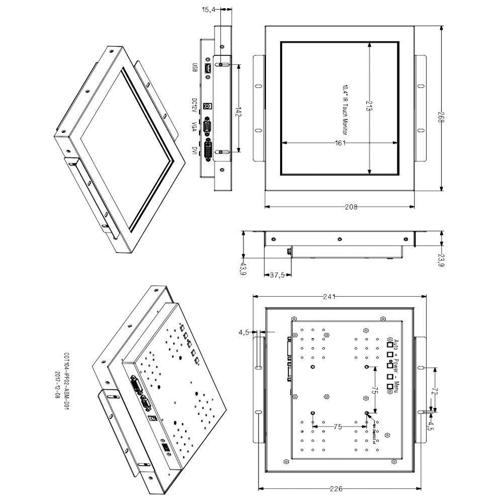 OEM 10.4inch Sunlight Readable Monitor With High Brightness 4:3