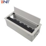 white rectangle table top hole flip cover cable management box with brush