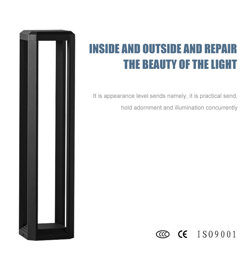 Led Lawn Lamp Aluminum 120*150*600mm 7w 3000k Black