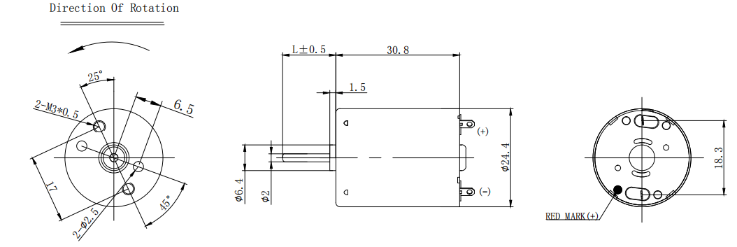 RF-370CA-22170 Brushed Electric Motor Drawing /Dimension