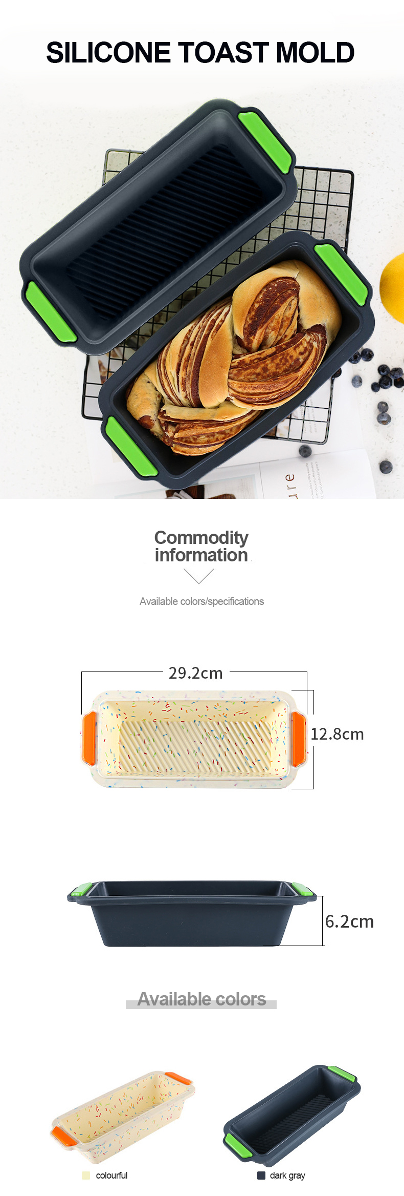 Non Stick Rectangle Loaf Toast Silicone Bread Pan