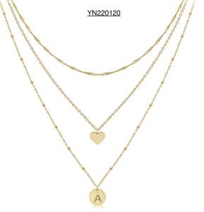 China Womens Stainless Steel Layered Necklace Heart Pendant Necklace For Anniversary wholesale