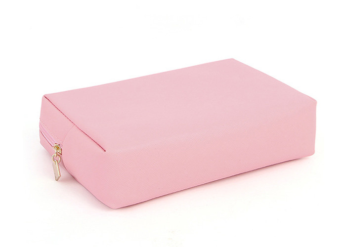 Pink Zippered Cosmetic Bag , Custom Print Small Pink Beautiful Makeup Bags