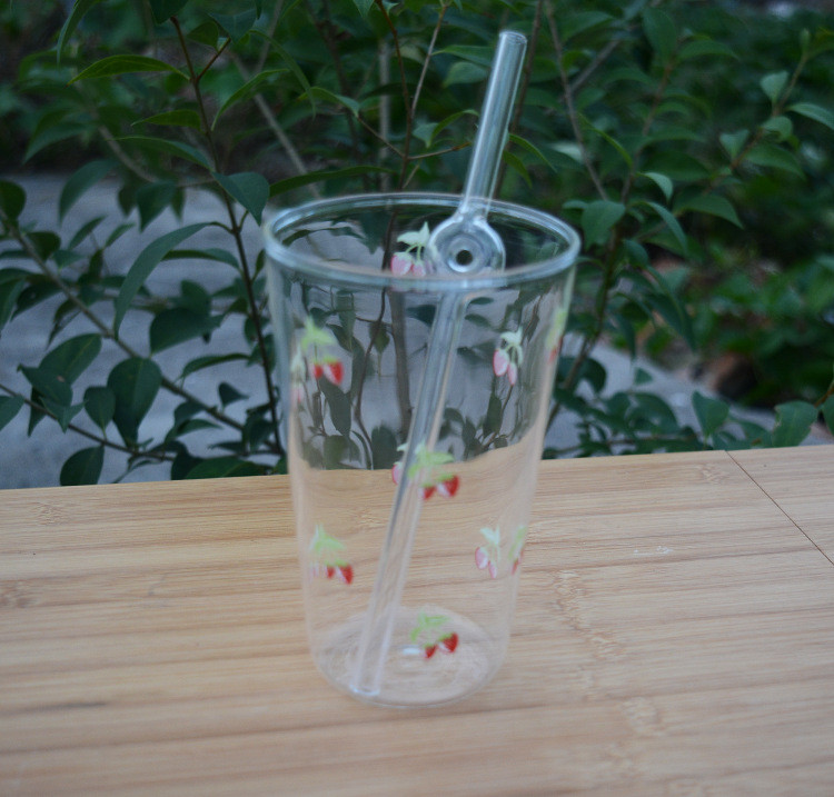 Environmental Glass Straw Heat Resistant Color Lip Protector Glass Juice Drink Low Carbon Life Glass Straw