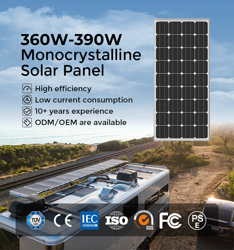 All Black BIPV Poly Mono Solar Panel 370W Customized