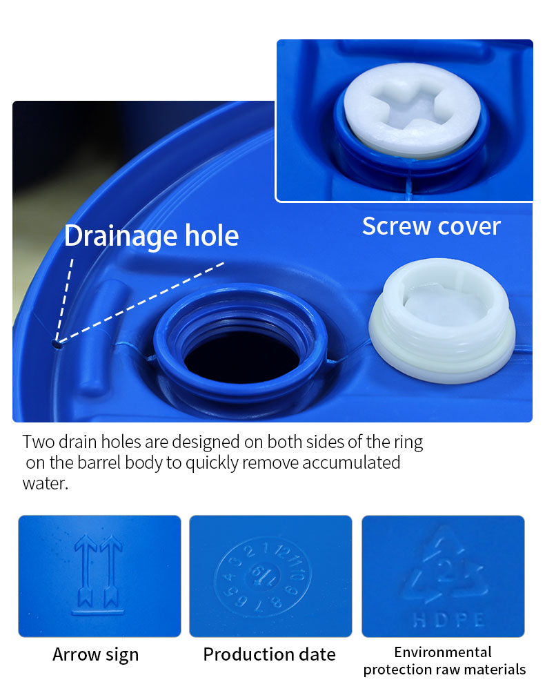 Sealed Oil Blue HDPE 55 Gallon Plastic Drum Screw Cover