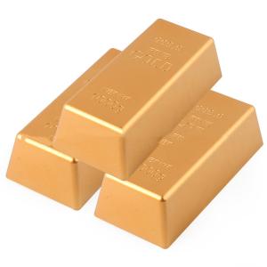 China Fine Paper Weight Game Fancy Party Table Decor Plastic Gold Bullion Bar For Kids Toy Gift wholesale