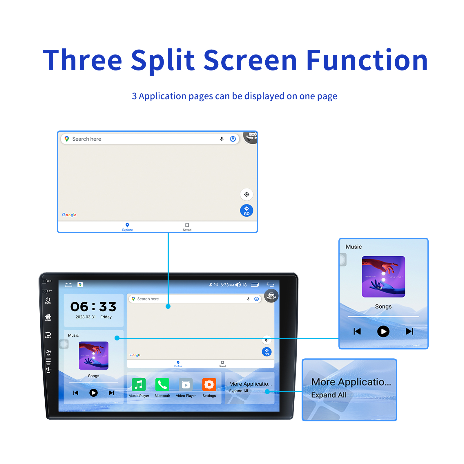 Universal Car 9''2Din Android Multimedia Player with Built-in Wireless CarPlay and GPS