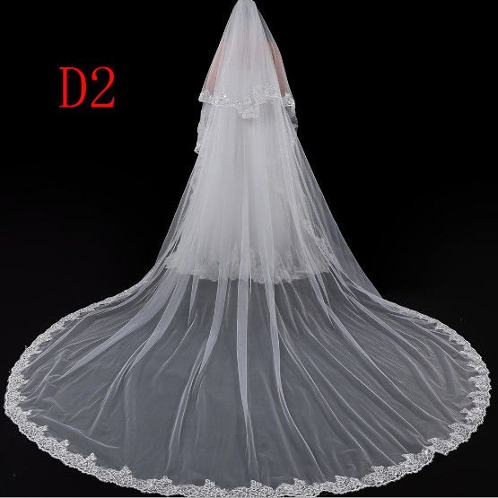 Long drag lace veil, Europe and the United States pure white bud silk yarn, around the shoulder of the beautiful long