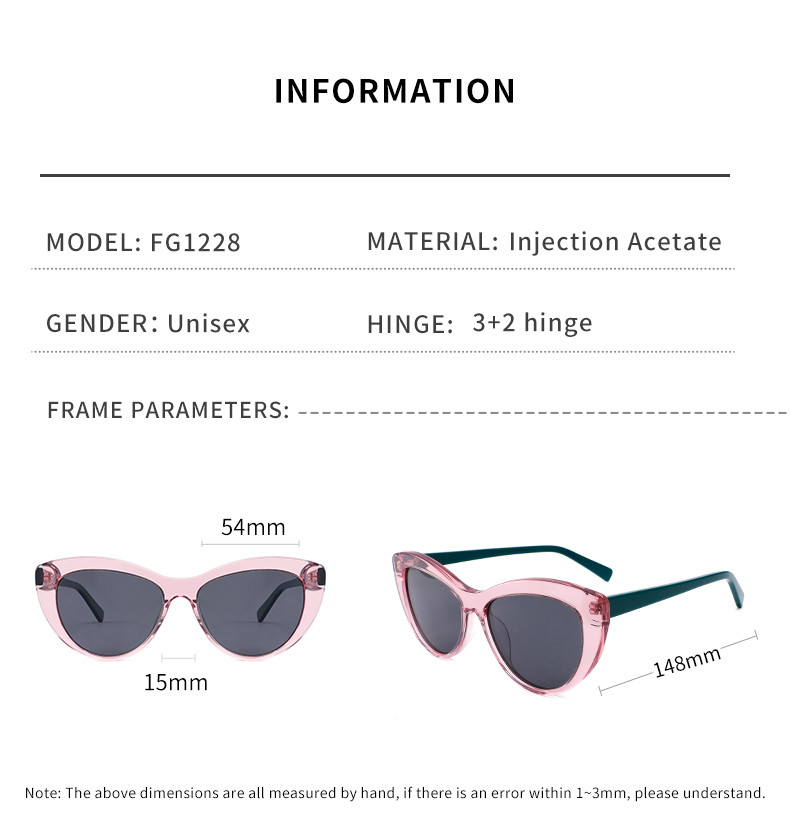 TAC Lens Cat Eye Sunglasses Women Acetate Frame Anti Dazzle Block UVA