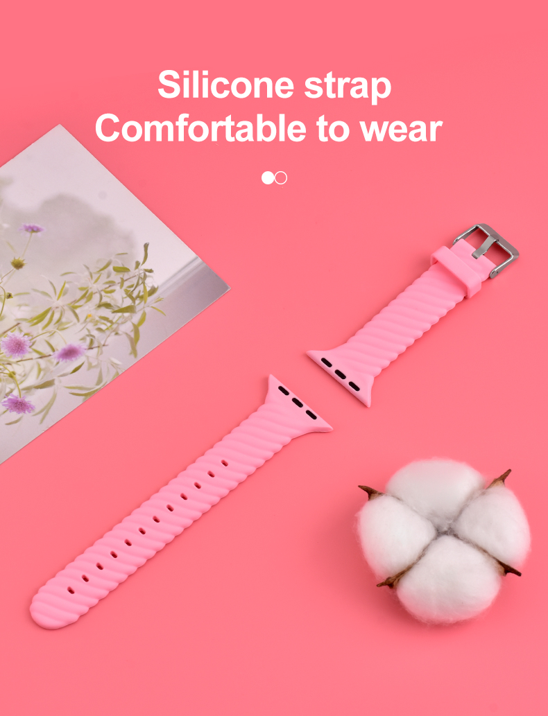38 40 42 44mm Silicone Rubber Watch Strap Band For Apple Watch 7 6 5 4 3 2 1