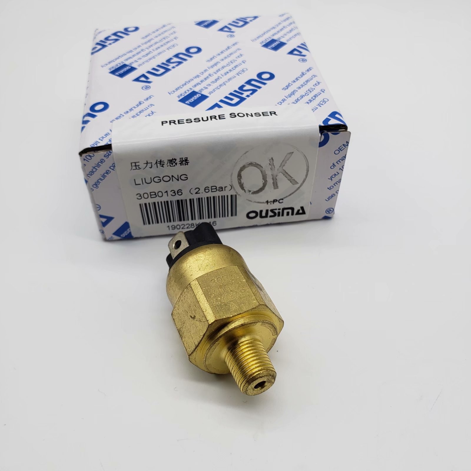 OUSIMA Pressure Sensor 30B0136 Excavator Part 30B0136(2.6Bar) For LIUGONG