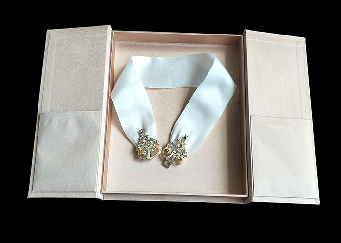Wedding Favor Dress Book Shaped Box , Magnetic Flip Top Box Ribbon Closure