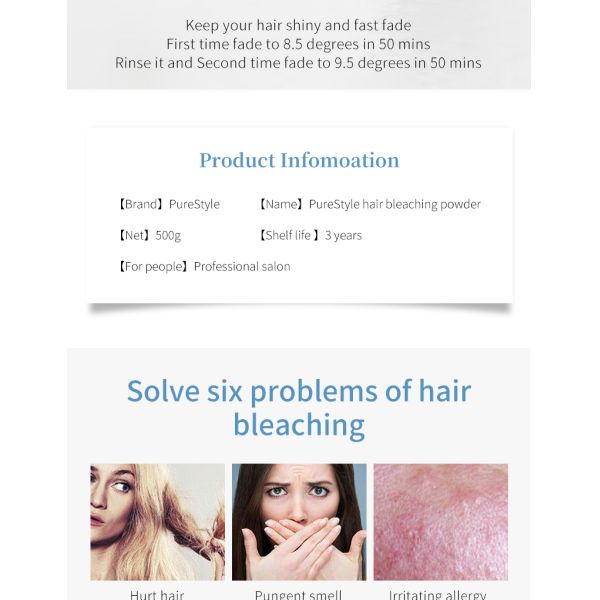 Professional Salon Gentle Non Irritating Hair Bleaching Powder in Bulk Dust Free