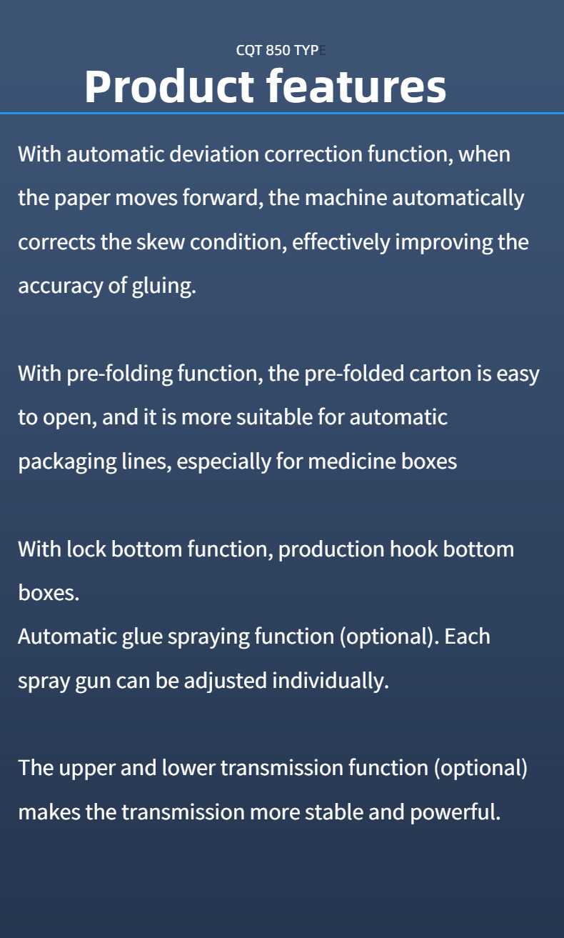 Advanced CQT850 Folder Gluing Machine for 4 Corner Box 6 Corner Paper Box Paper Folding