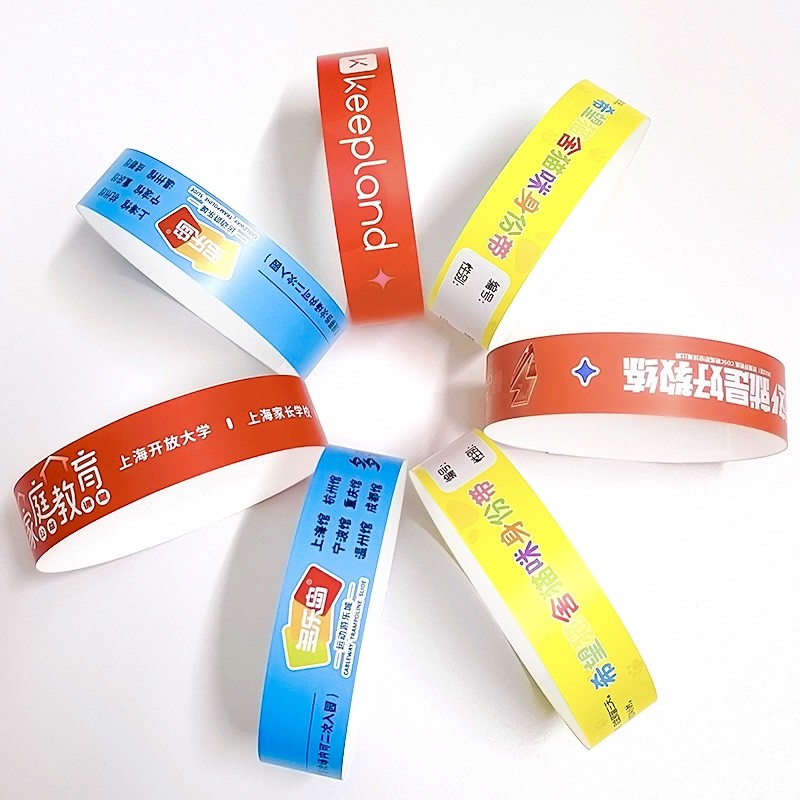 Waterproof Tyvek Paper Wristbands with Custom Logo Printing Security Barcoding Snap Closure