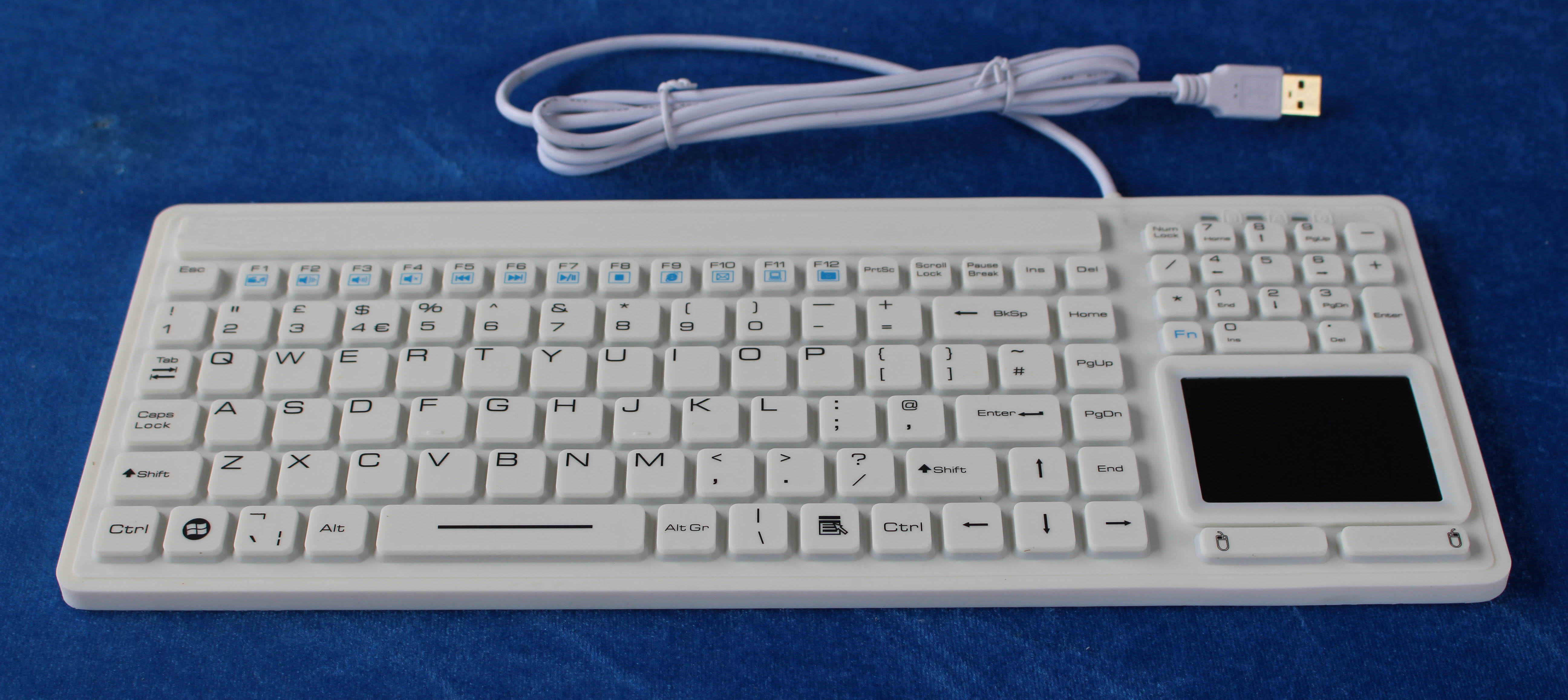 PS2 Waterproof Medical Grade Keyboard 17mA With Touchpad