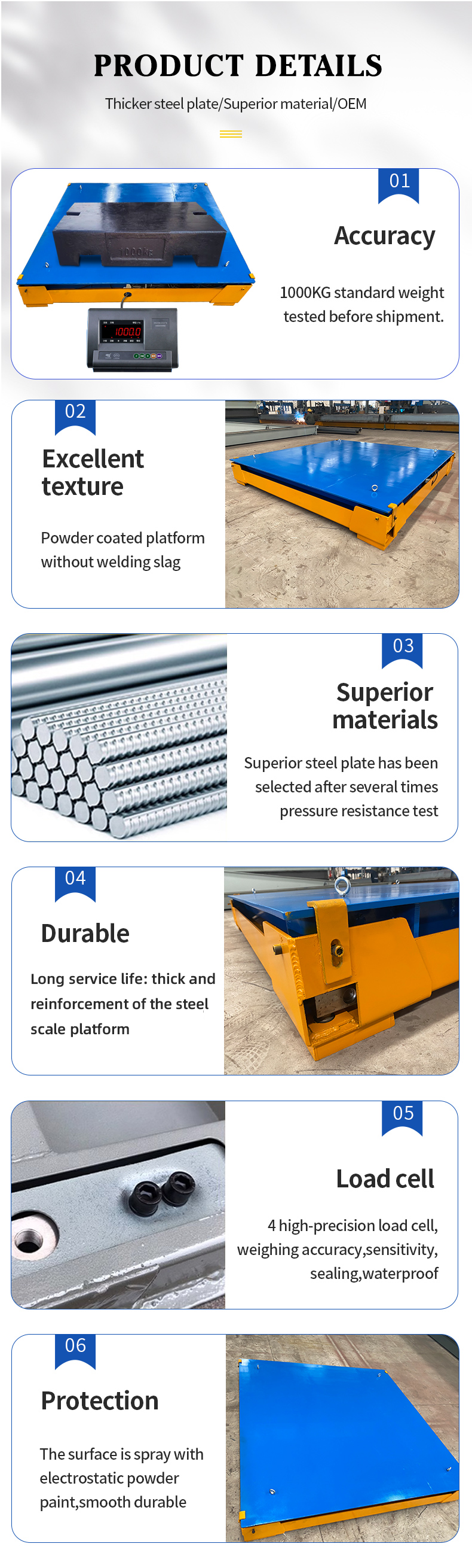 Truck Scale 1.5*1.5 m 3 Ton Platform Weighing Floor Scale with Load Cell Weighing Instrument and Battery Power Supply
