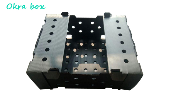 Black Corriflute Fruit Corrugated Boxes Corrugated Plastic Storage Containers