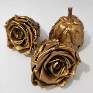 China Ecuador Roses Diy Preserved Rose Head Gold Covered Roses rose gold rose wholesale