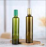Hot Stamping Clear Round Dark Green Glass Bottle 250ml 500ml for Cooking Olive